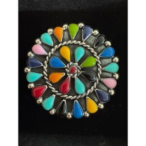NWT Navajo Style sterling silver gemstone ring, size 6